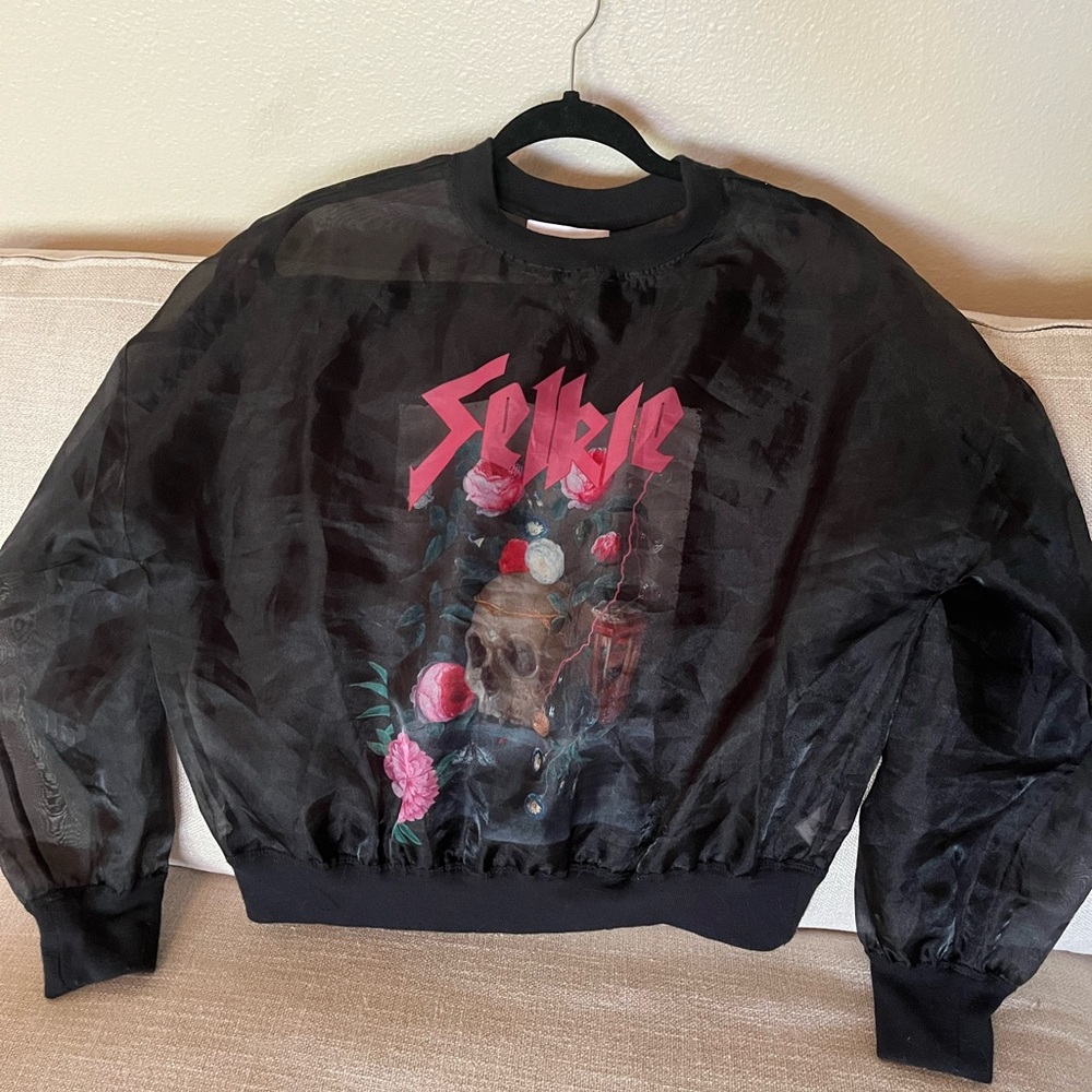 Selkie Ghosted Sweatshirt Memento Mori Gothic Garden Skull Graphic Size Small